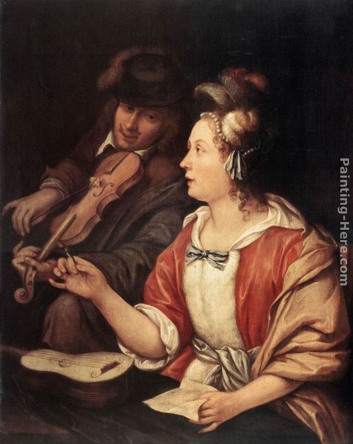 The Music Lesson painting - Frans van Mieris The Music Lesson art painting